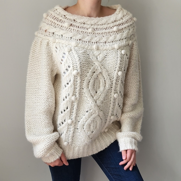 J Crew Pom Pom Cable Knit Sweater Cable-knit Pointelle Sweater